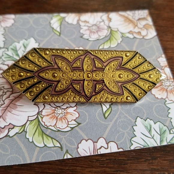 Relisted -Vintage Art Deco style enamel brooch pin yellow - Picture 3 of 6